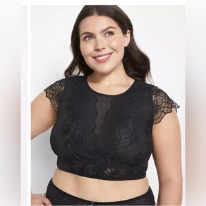 Cacique Black Lace Crop Top from Lane Bryant